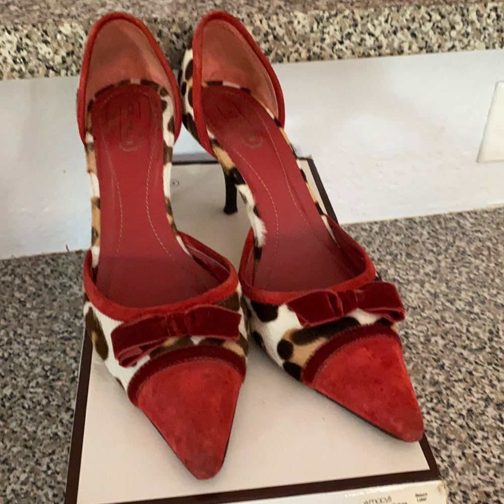 Coach ocelot fur heels